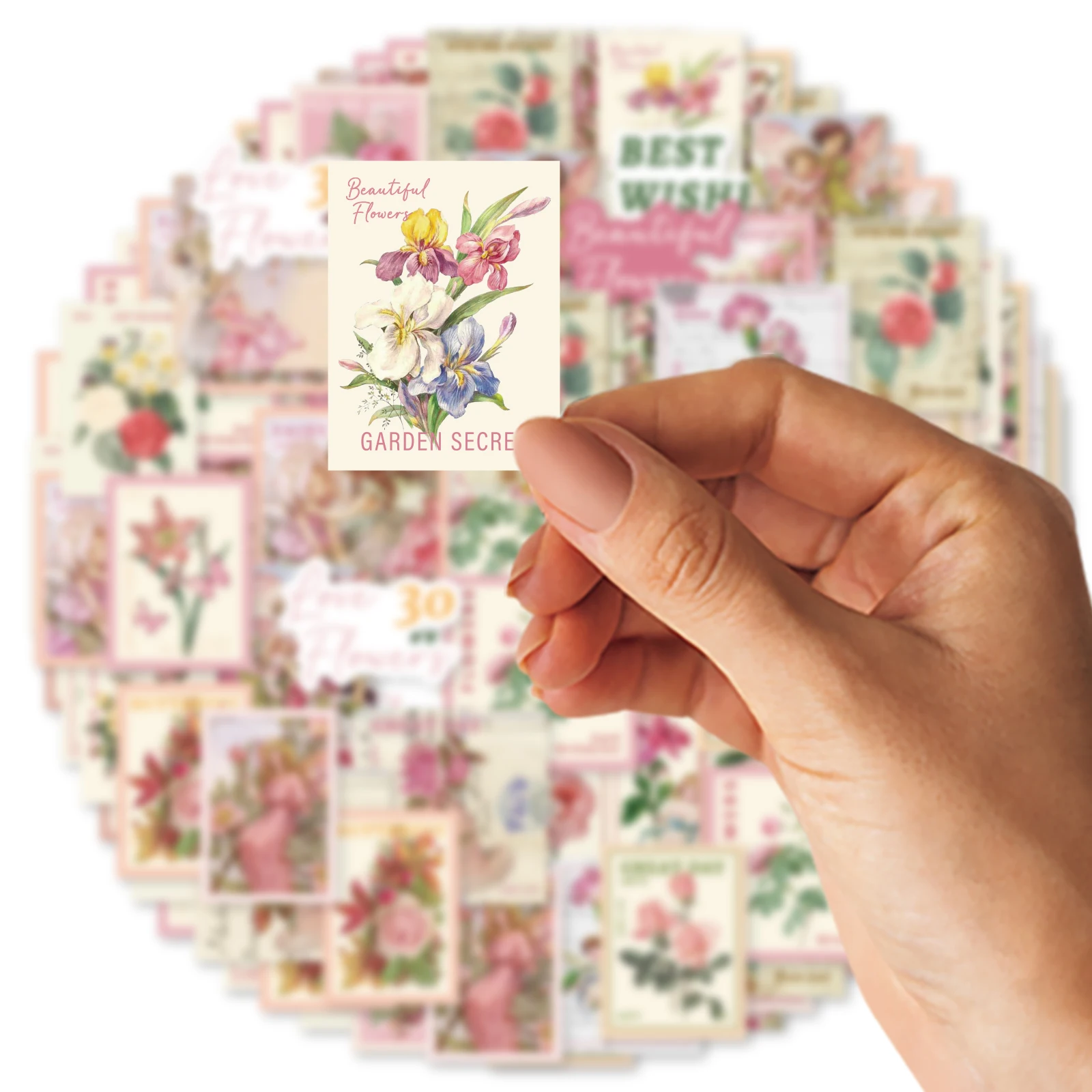 46pcs Rose, Fairy, Bird Vintage Graffiti Stickers Decorated Notebook Water Cup Suitcase Guitar Classic Toy Scrapbook DIY Decal