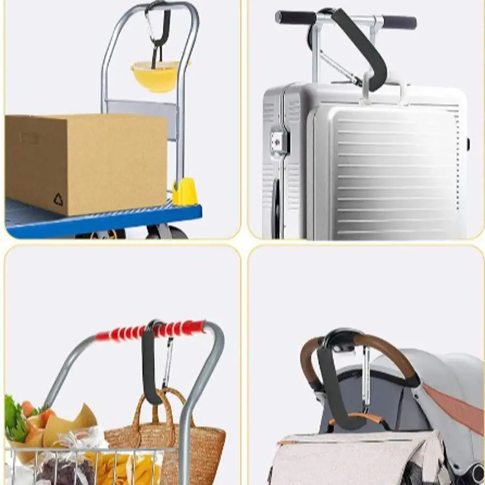 2 Buah Pengait Kereta Dorong Bayi Multifungsi D-Ring Paduan Aluminium Gantungan Kereta Dorong Pegangan Spons Lembut Tombol Pengangkat Kereta Bayi