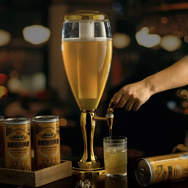 Bar supplies LED luminous wine tower 3L cold drink juice barrel cannon KTV dispenser wine tower luminous