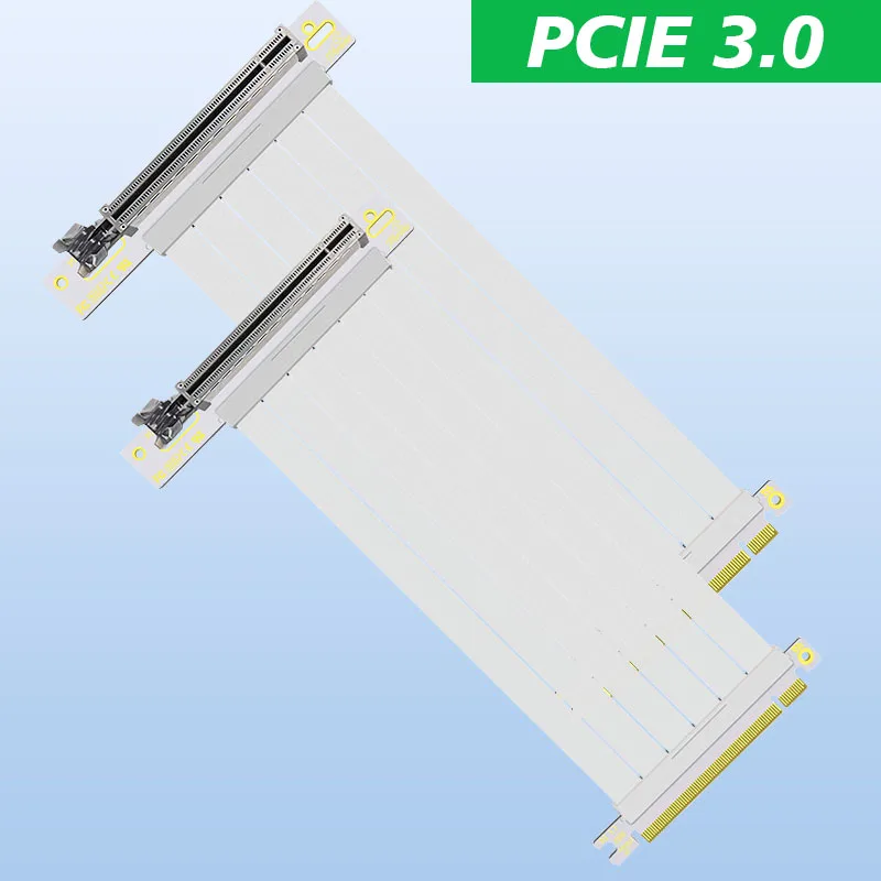 White PCI Express 3.0 90 Degree Right Angle PCIe 3.0 x16 Extension Cable 16x Riser Extender For Graphics Vertical Drop Shipping