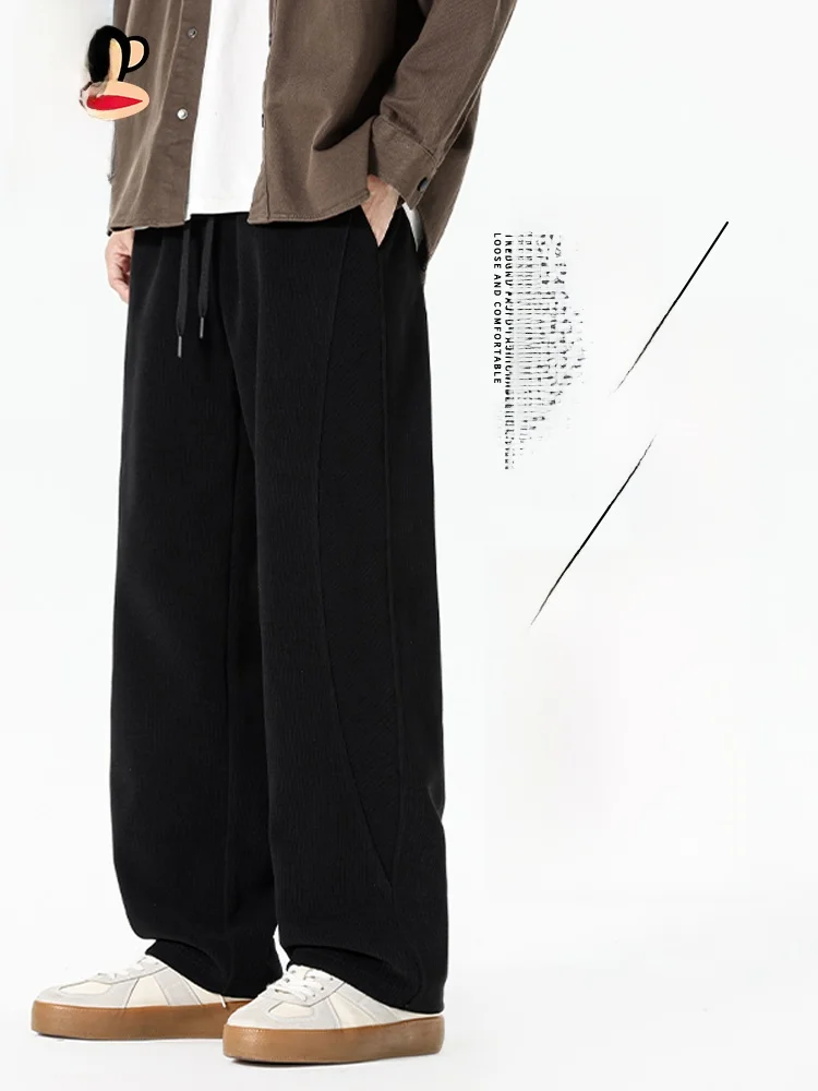 

American Sle Men's Casual Pants Loose Straight Leg Trousers Autumn New Patchwork Breathable Non-fading