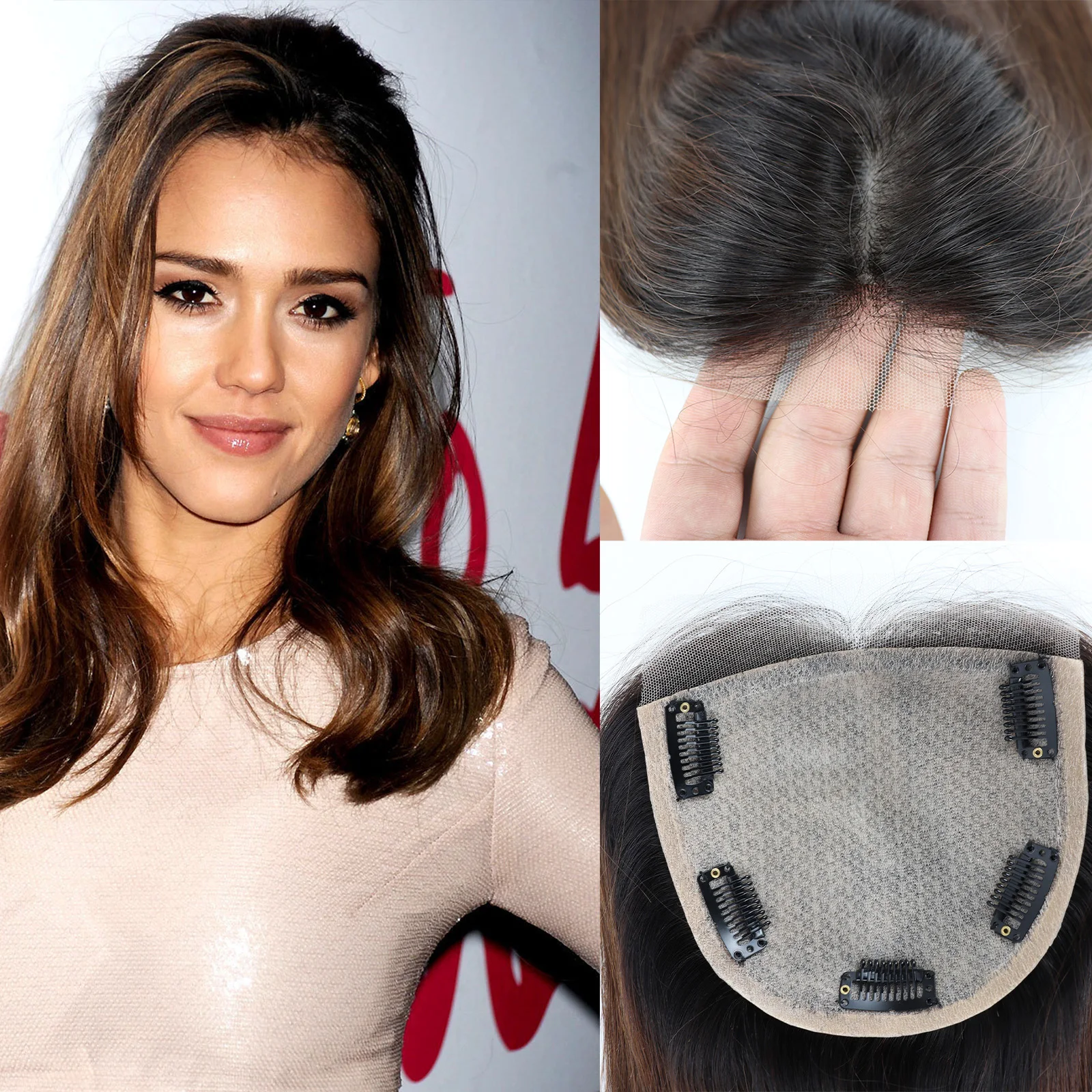 

Ombre Brunette Шелковая основа Кружевная застежка с зажимами в шелковом топе 5x5 дюймов с шелковистыми волосами Европейский парик из человеческих волос Remy