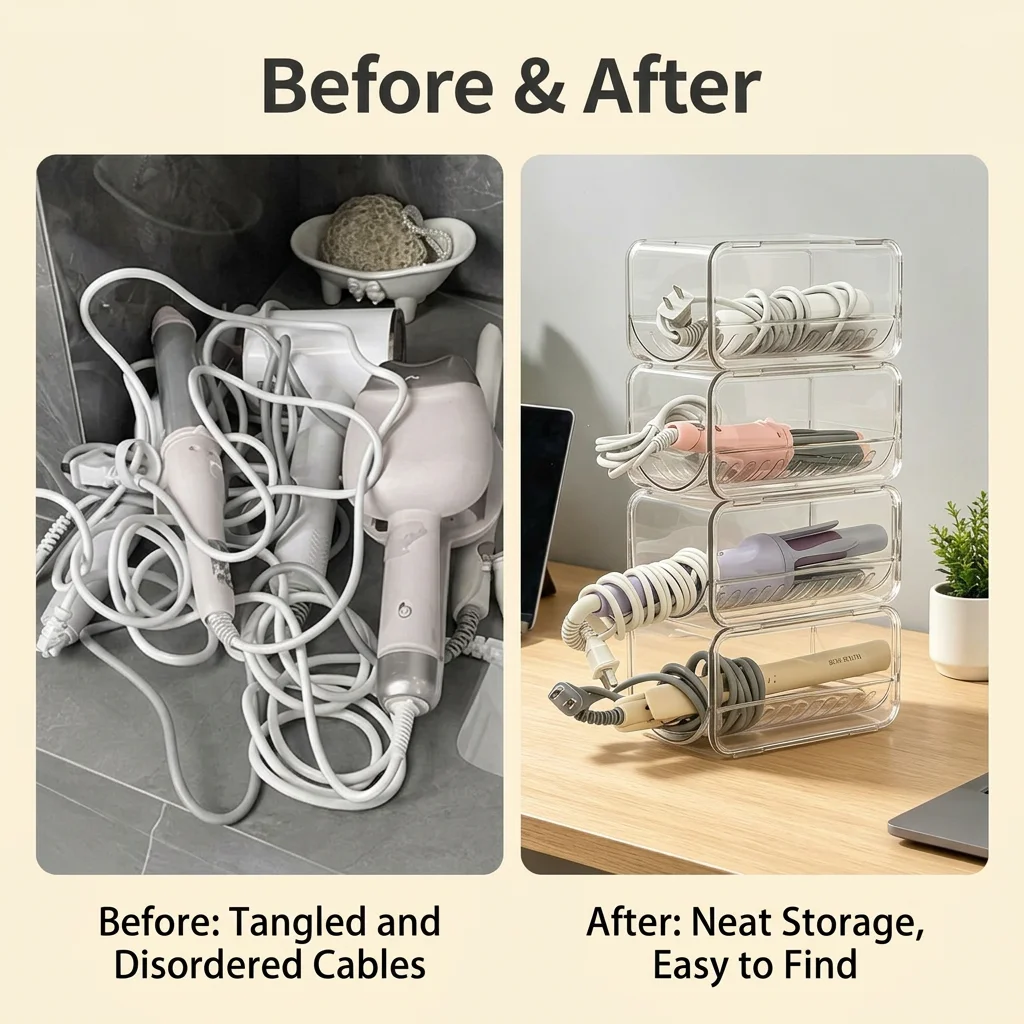 Transparent Storage Organizer Compact Hair Dryer Holder Curling Iron Storage Rack  Hair Tool Storage Organizer For Hair view 2