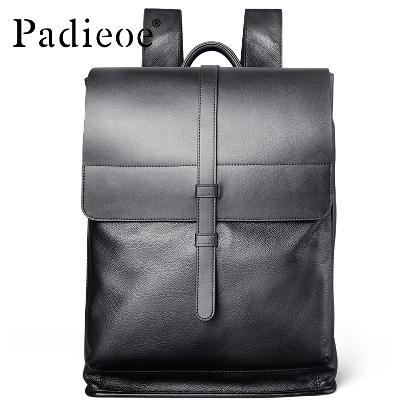 PADIEOE men\'s shoulder bag cowhide backpack large capacity computer bag