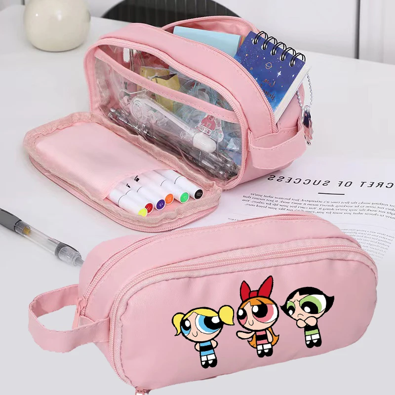 Powerpuffs Girls Federmäppchen, Stifttasche, großes Fassungsvermögen, koreanische Organizer-Tasche für Schüler, Schulsachen, Schreibwaren, süßes Geschenk