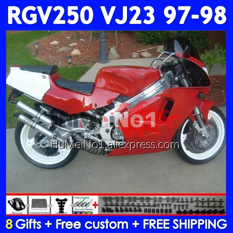 Bodys Kit For SUZUKI RGVT250 SAPC RGV 250 VJ23 97-98 110No.50 RGV-250 VJ 23 RGVT-250 RGV250 Factory red 97 98 1997 1998 Fairing