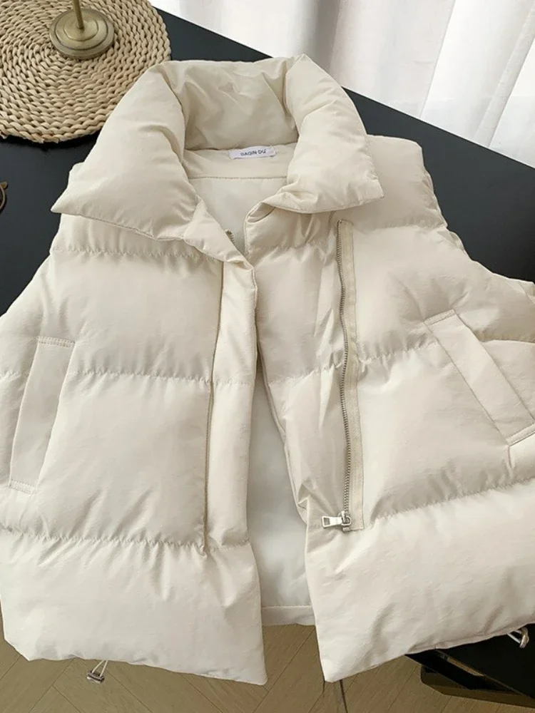 Gilet da donna Parka Giacche solide senza maniche Cerniera Giuntura Gilet spessi Tasche Colletto alla coreana Cappotti Caldi ed eleganti Parka da