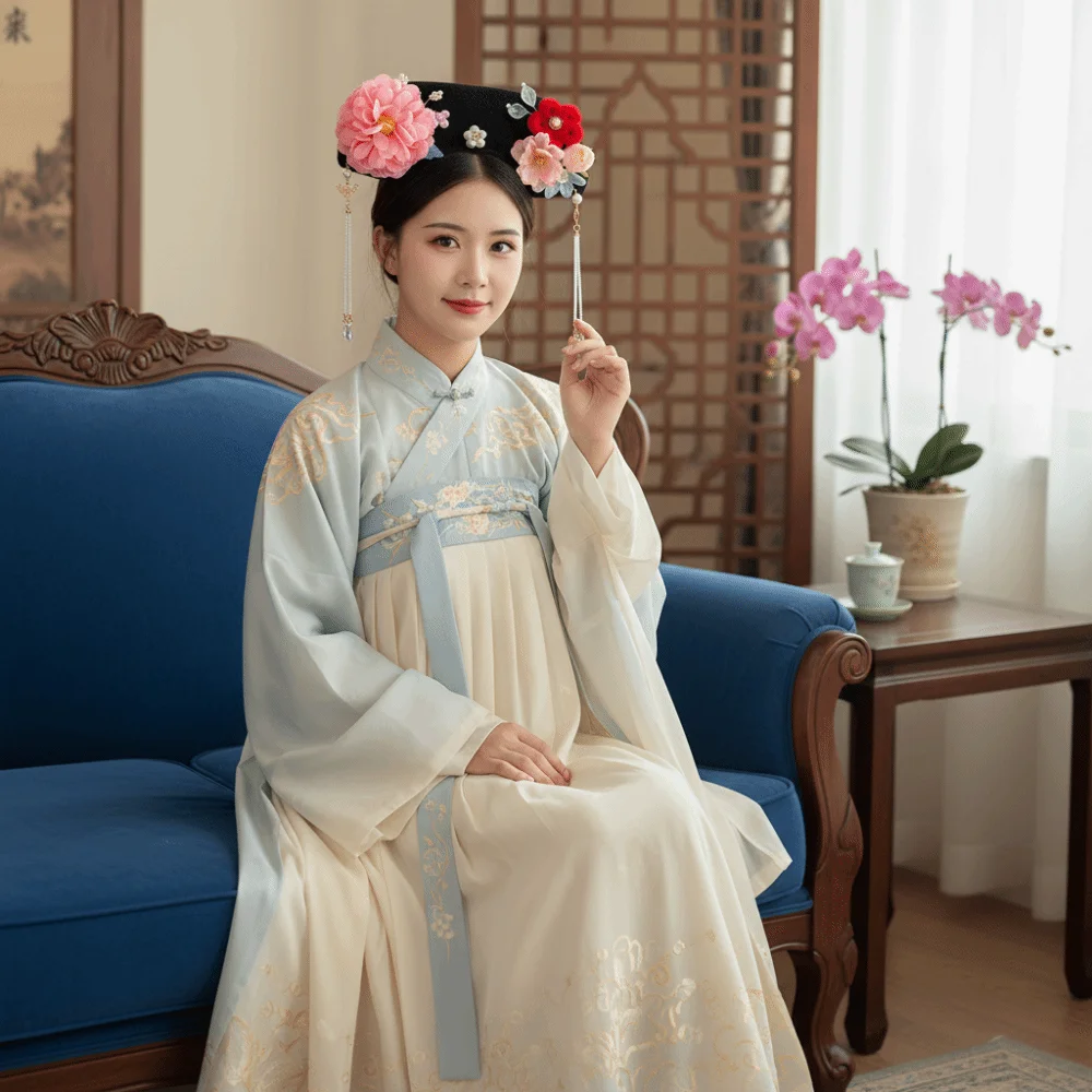 

Chinese Royal Style Flower Headwear Non-slip Traditional Cheongsam Headband with Tassel Pearl Headband Cheongsam Dress