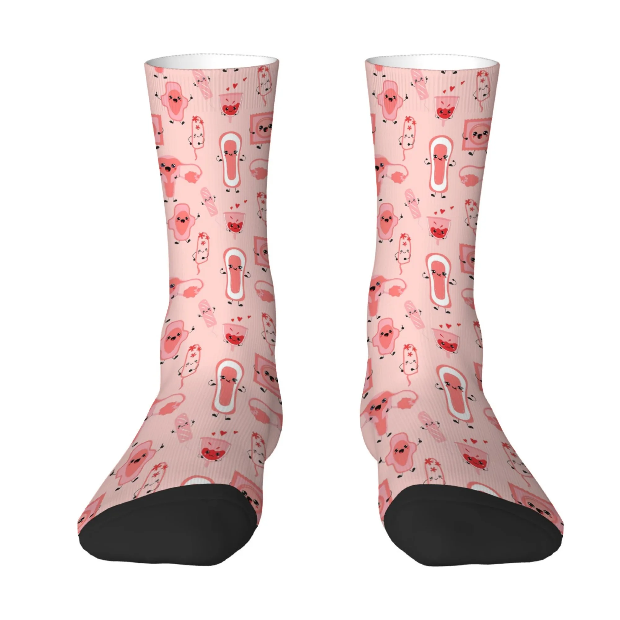 

Unisex Fun and Therapeutic Mid-calf Socks Female Physiological Theme Novel Unique Soothing Soft Comfortable for Lounging Home