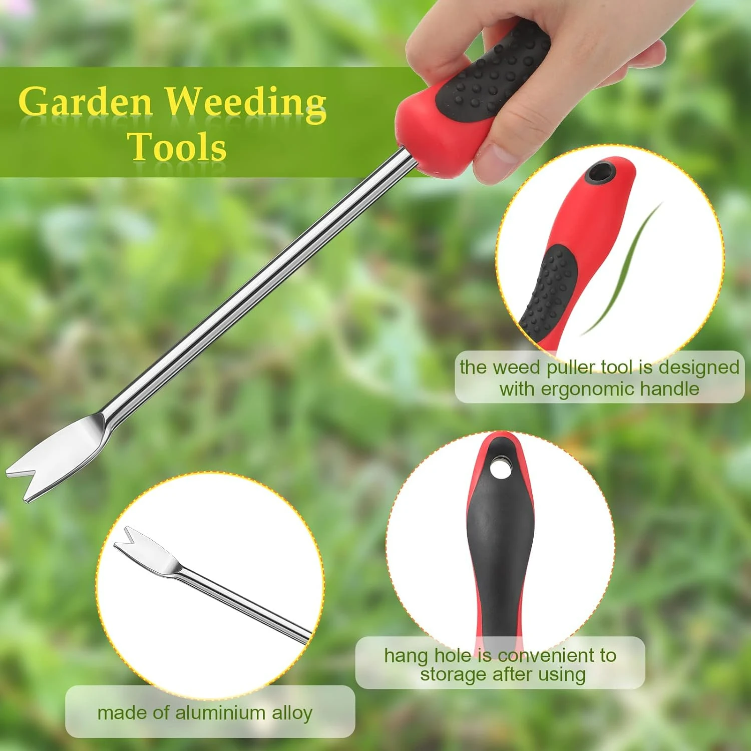 

Comfortable and Efficient 2 Pack Ergonomic Hand Weeder Tool for Garden Lawn Yard Farmland - Durable Rubber Handle - Classic Styl