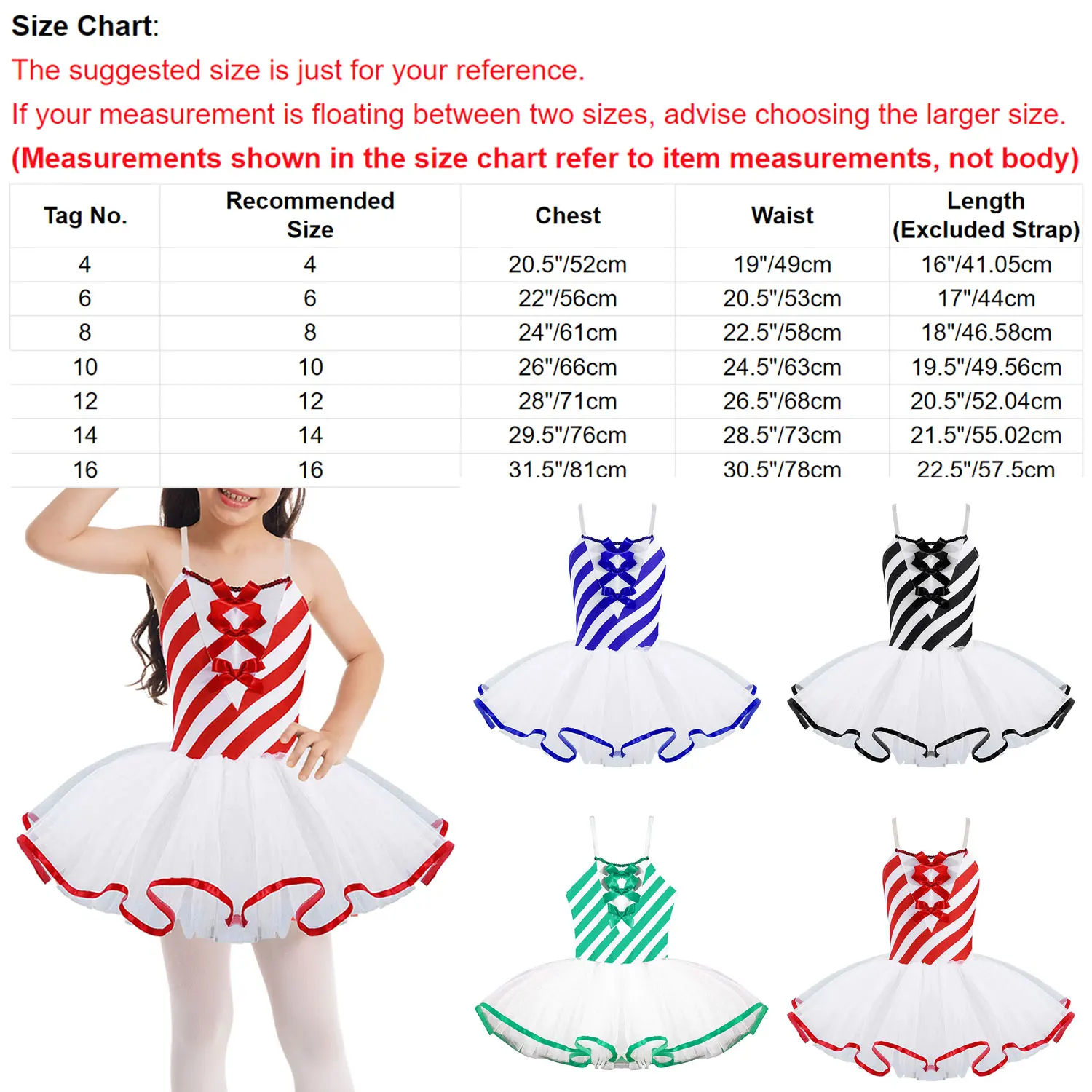 Kids Girls Christmas Ballet Tutu Dress Sleeveless Candy Cane Striped Lyrical Dance Tutu Dress Christmas Party Fancy Dress Ups