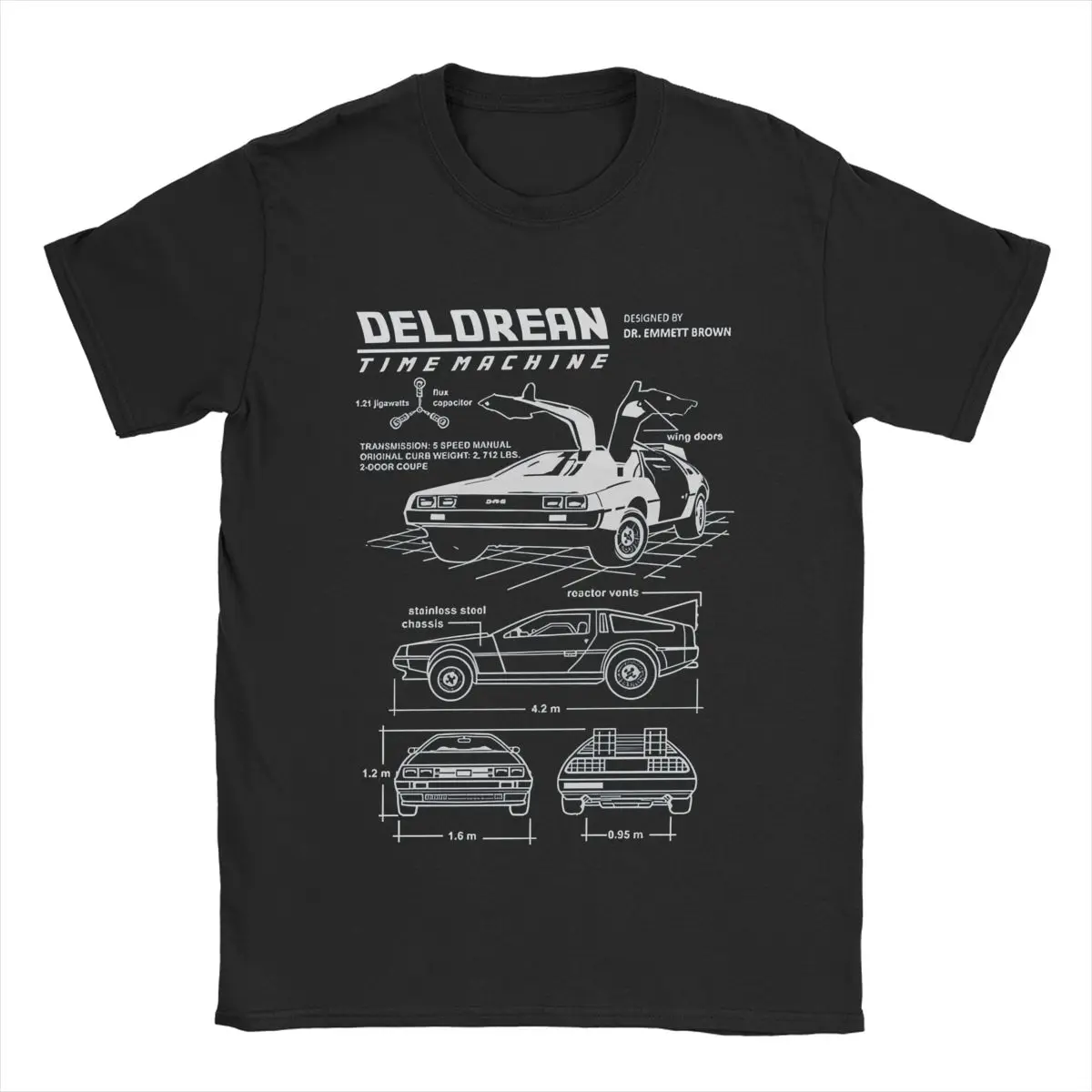 Back To The Future Delorean Car Shirt Merchandise for Men Women Cotton Humor T-shirt Short Sleeve Clothing Printed