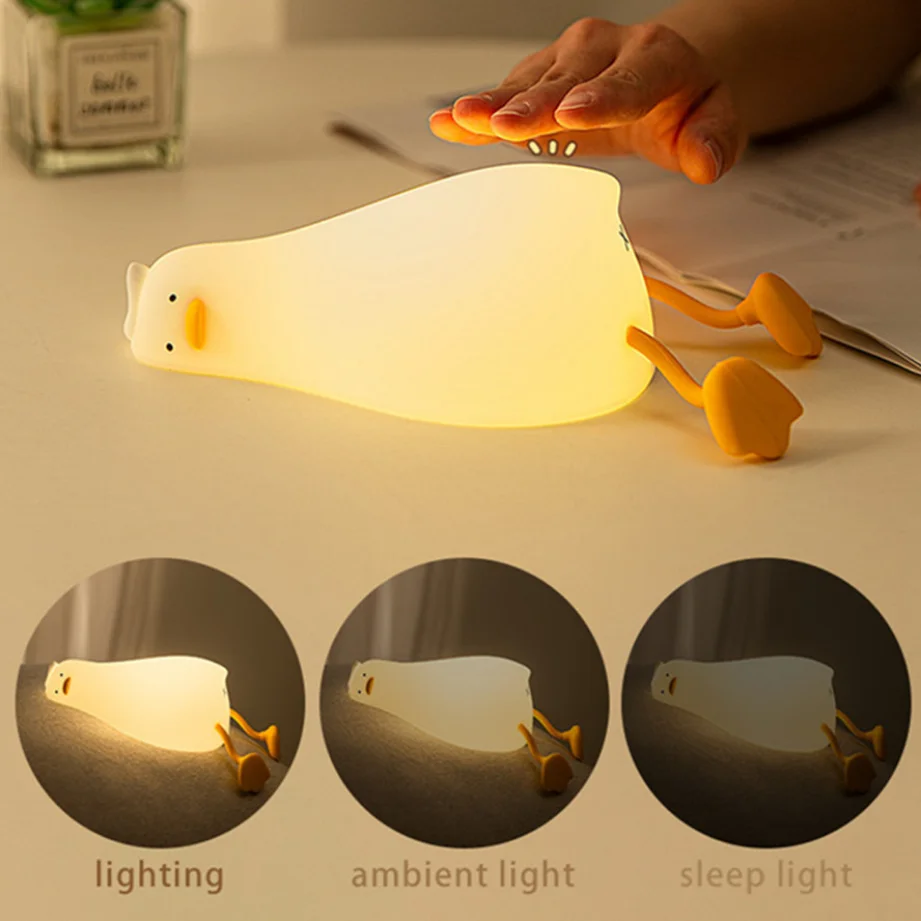 Duck Nightlights Led Night Light Rechargeable Lamp USB Cartoon Silicone Children Kid Bedroom Decoration family Birthday Gift