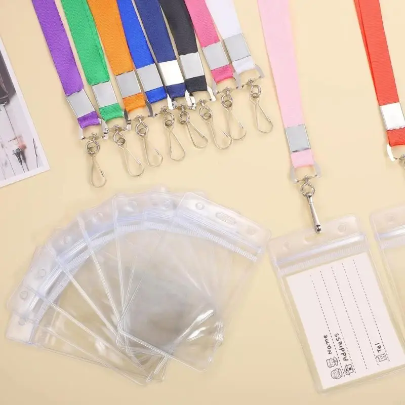 4バッジカードホルダー付き首のための4PCSランヤードのU2JEパック垂直カードホルダークリアネームカードホルダーとストラップ