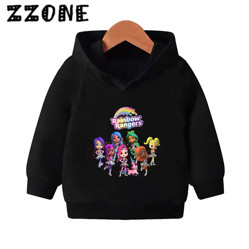 Kids Hooded Hoodies Rainbow Rangers Print Cartoon Children Sweatshirts Cotton Baby Pullover Tops Cute Girls Boys Clothes,KMT5472