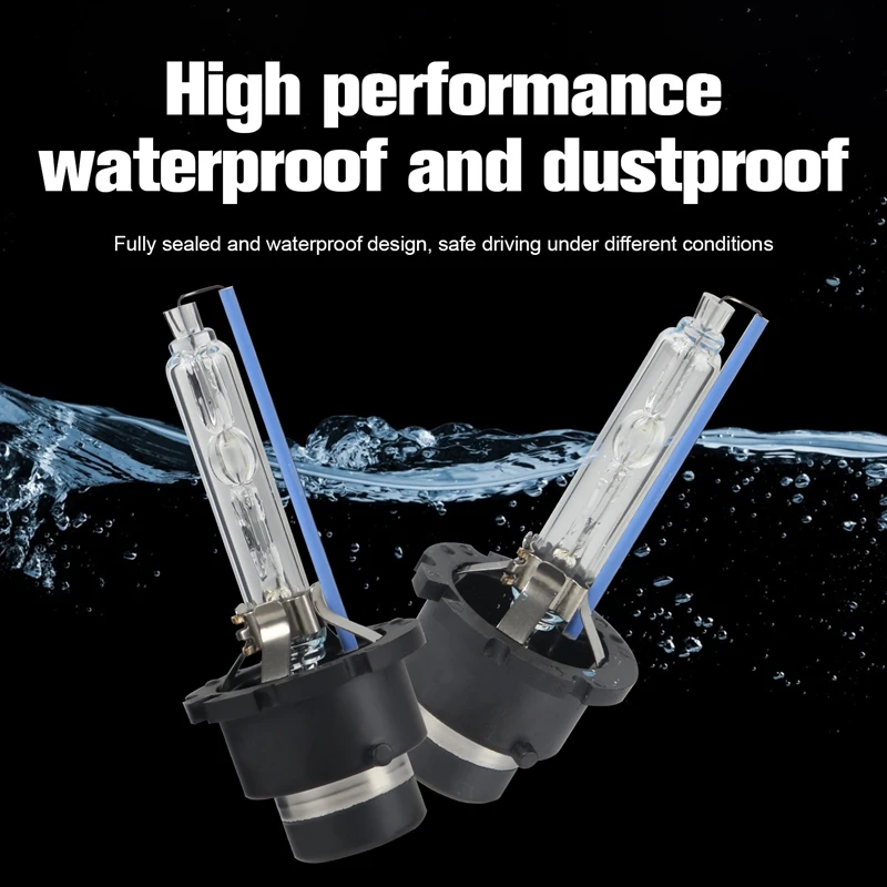 2Pcs Waterproof Bright D2S Xenon Headlight Bulbs Replacement Heat Resistant 8000K Anti-UV Light Lamp