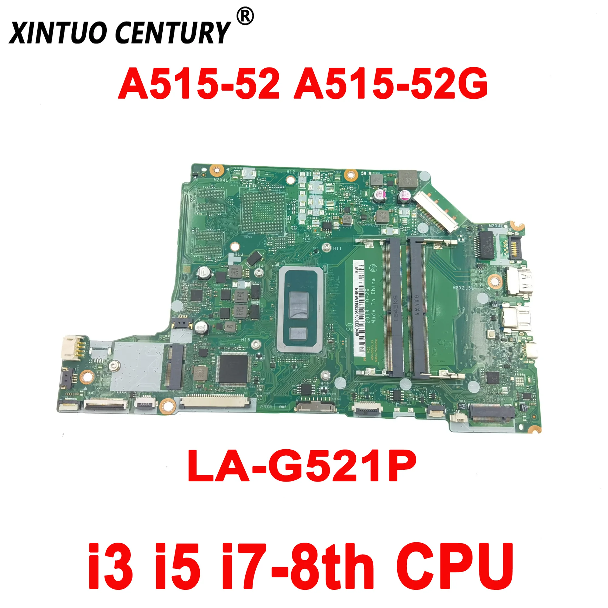 NBH9A11002 EH5AW LA-G521P motherboard for Acer Aspire A515-52 A515-52G laptop motherboard with i3 i5 i7-8th CPU 100% test work