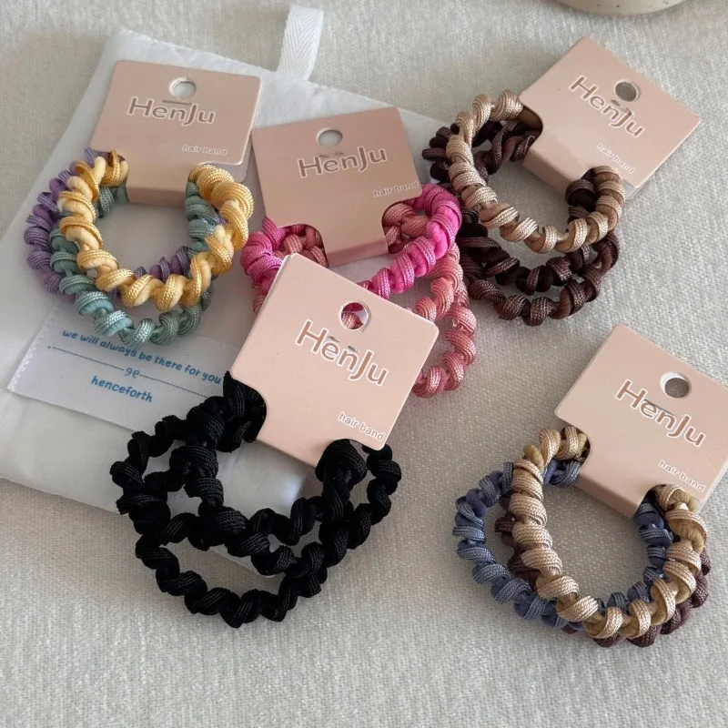 High Elastic Hair Bands No Hair Damage Threaded Fabric Ponytail Rope New Hair Accessories Set