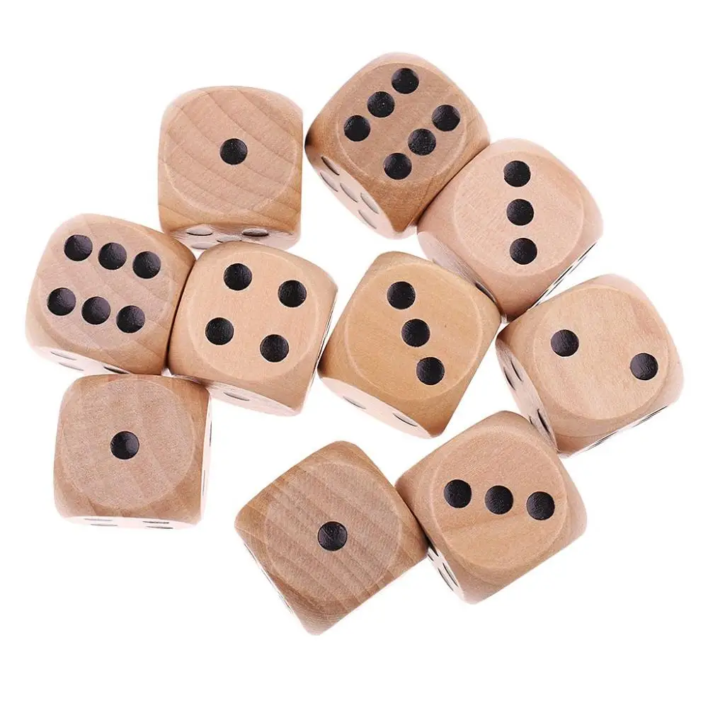 

Wooden Crafts 10PCS Playing Games Puzzle Game 20mm Round Corner Game Toys Square Point Dice D6 Dice Wooden Dice 6 Sided Dice