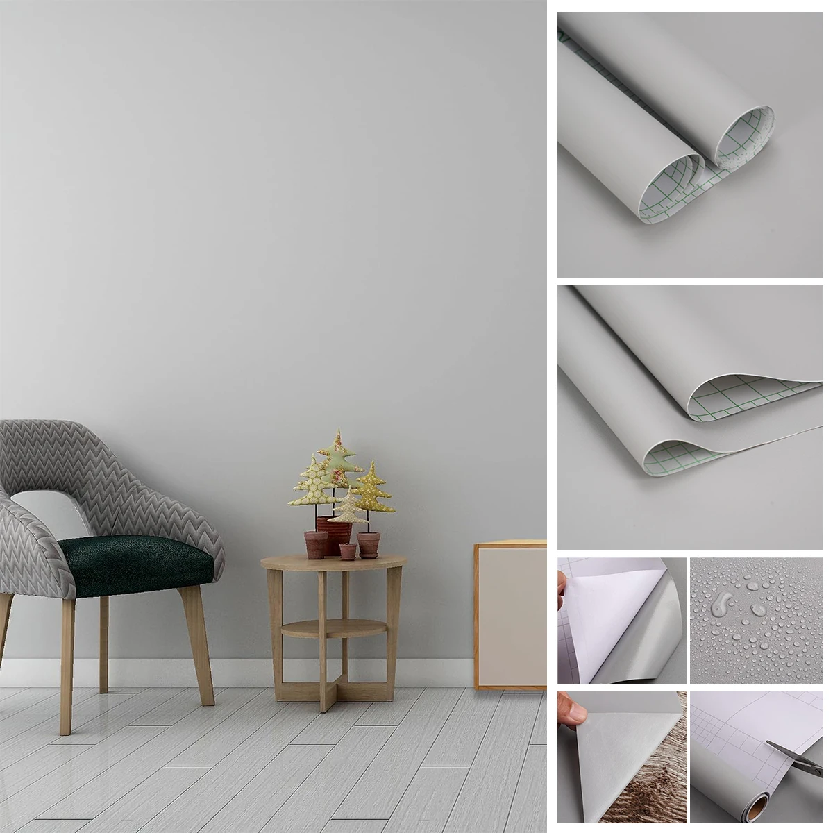 Waterpoof Matte Wallpaper Grey Vinyl Self-Adhesive Stickers for Wall Furniture Livingroom Contact Paper Home Decor