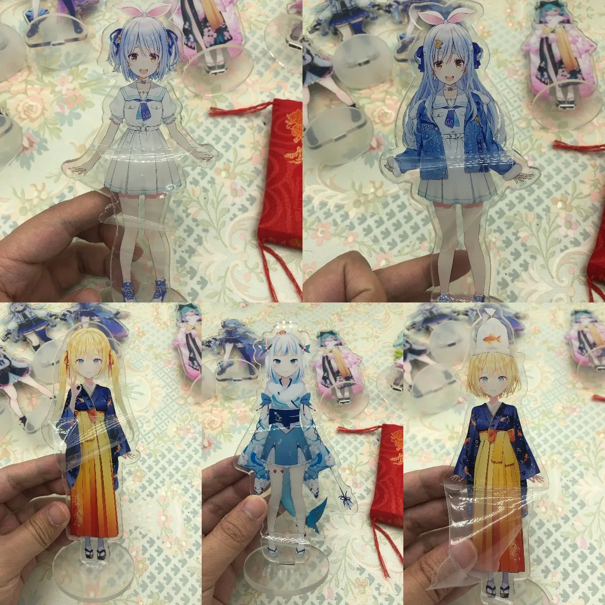 Hololive EN Vtuber Youtuber Sandwich Printing Acrylic Figure Stand Model Plate Anime Toy Decoration Amelia Pekora New Clothes