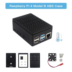 Raspberry Pi 4 Model B ABS Case with Cooling Fan Black Plastic Prectective Box for Raspberry Pi 4B 3.5 inch LCD Touch Screen