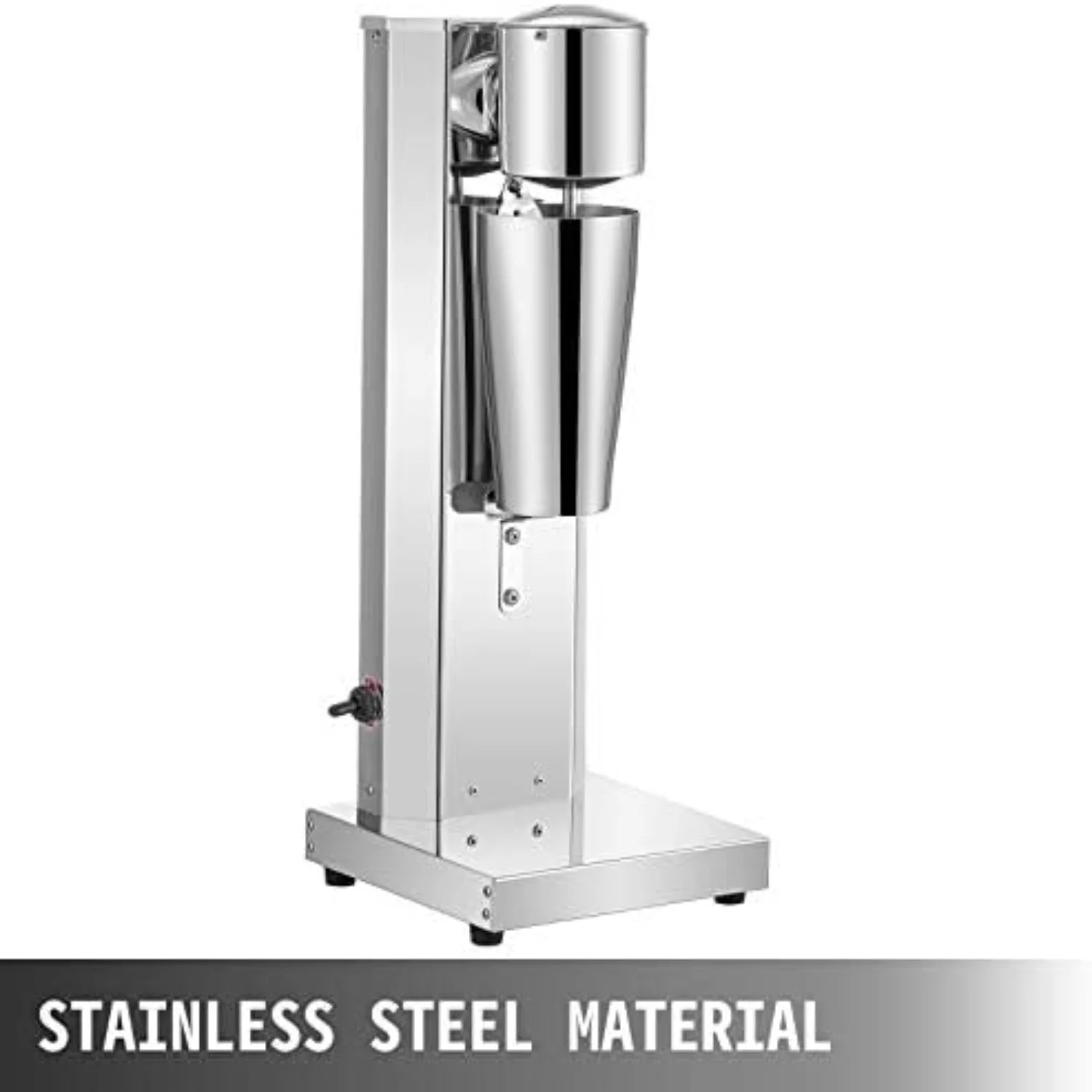 Zestaw do elektrycznego robienia koktajli mlecznych ze stali nierdzewnej o mocy 180 W z pojedynczą głowicą - srebrny, 2 regulowane prędkości, kubek 800 ml - maszyna klasyczna