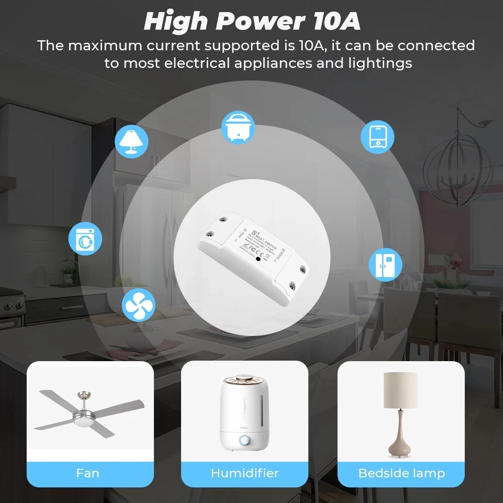 TUYA Smart WiFi Wireless Light Switch Universal DIY Module for Smart Home Automation Solution Works with Alexa Google Home