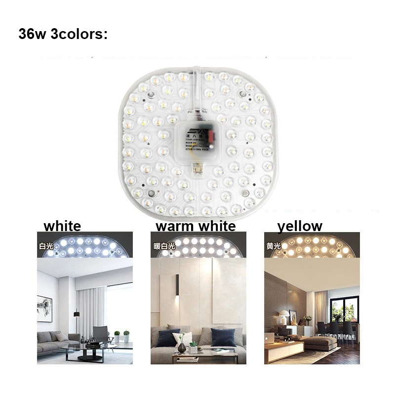 36W 24W 12W LED Ring PANEL Circle white Light source SMD2835 chip LED square Round soffitto board lampada circolare board AC 220V