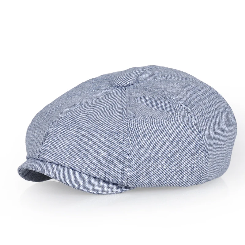 Spring Summer Retro Beret Hats Wild Casual Dad Hats Unisex Octagonal Cap New Linen Blue Casual Newsboy Hat for Men Women BJM111