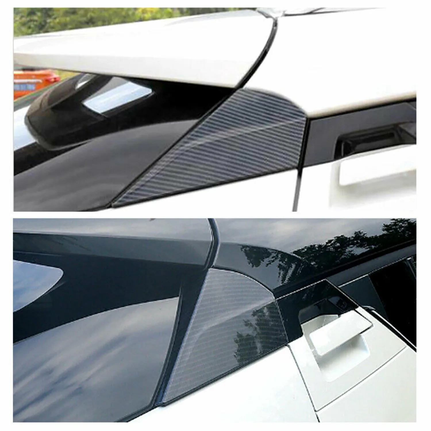 1Pair Carbon Fiber Style Rear Window Side Spoiler Wing Strip Protection Trim for Toyota C-HR CHR 2016-2019