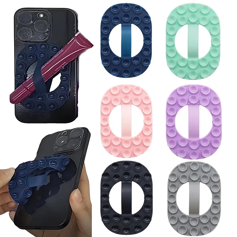 

Universal Silicone Suction Cup Adhesive Phone Holder; Double-Side Rubber Sucker for Secure Fixation