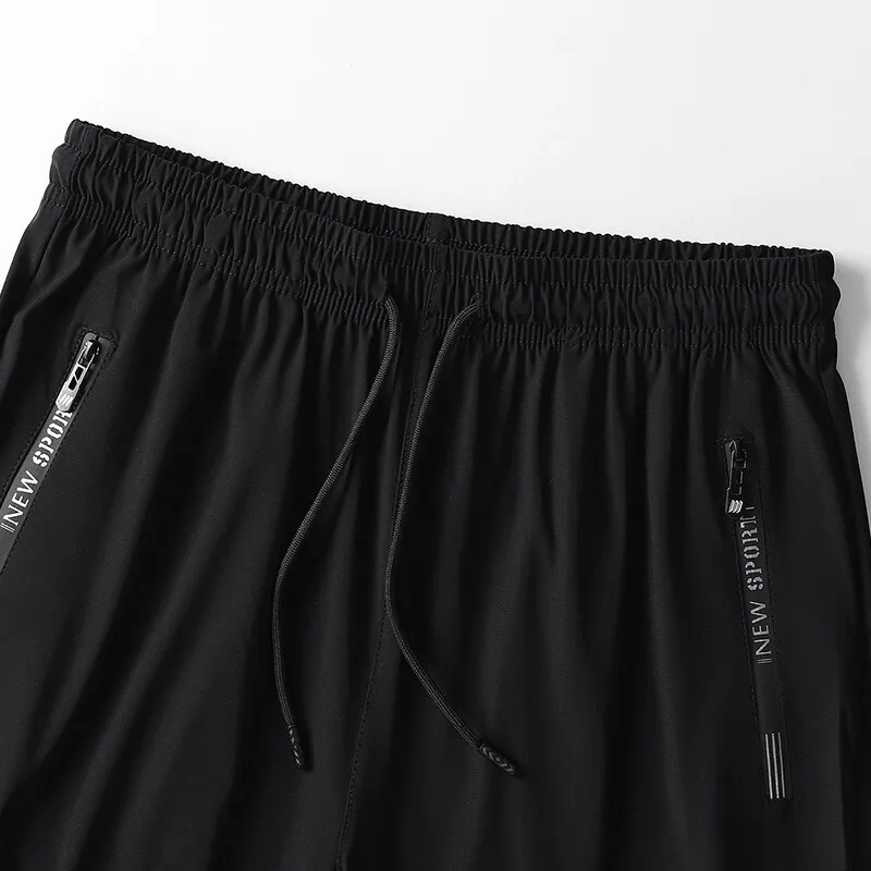 Pantalones deportivos de talla grande 8xl 7xl 6xl para hombre, pantalones de secado rápido para hombre, ropa deportiva para correr, pantalones de chándal sólidos elásticos para hombre