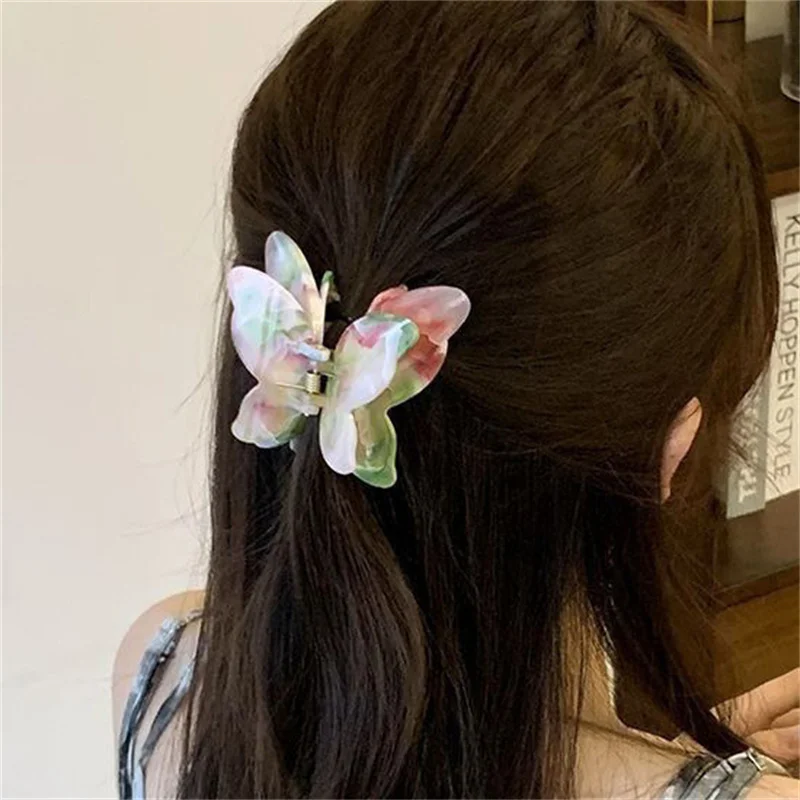 Three-Dimensional Bow Grab Clip Shark Clip Medium Crab Clip Acetic Acid Multicolored Hair Half Tie Women's Coiled Hair Ornament