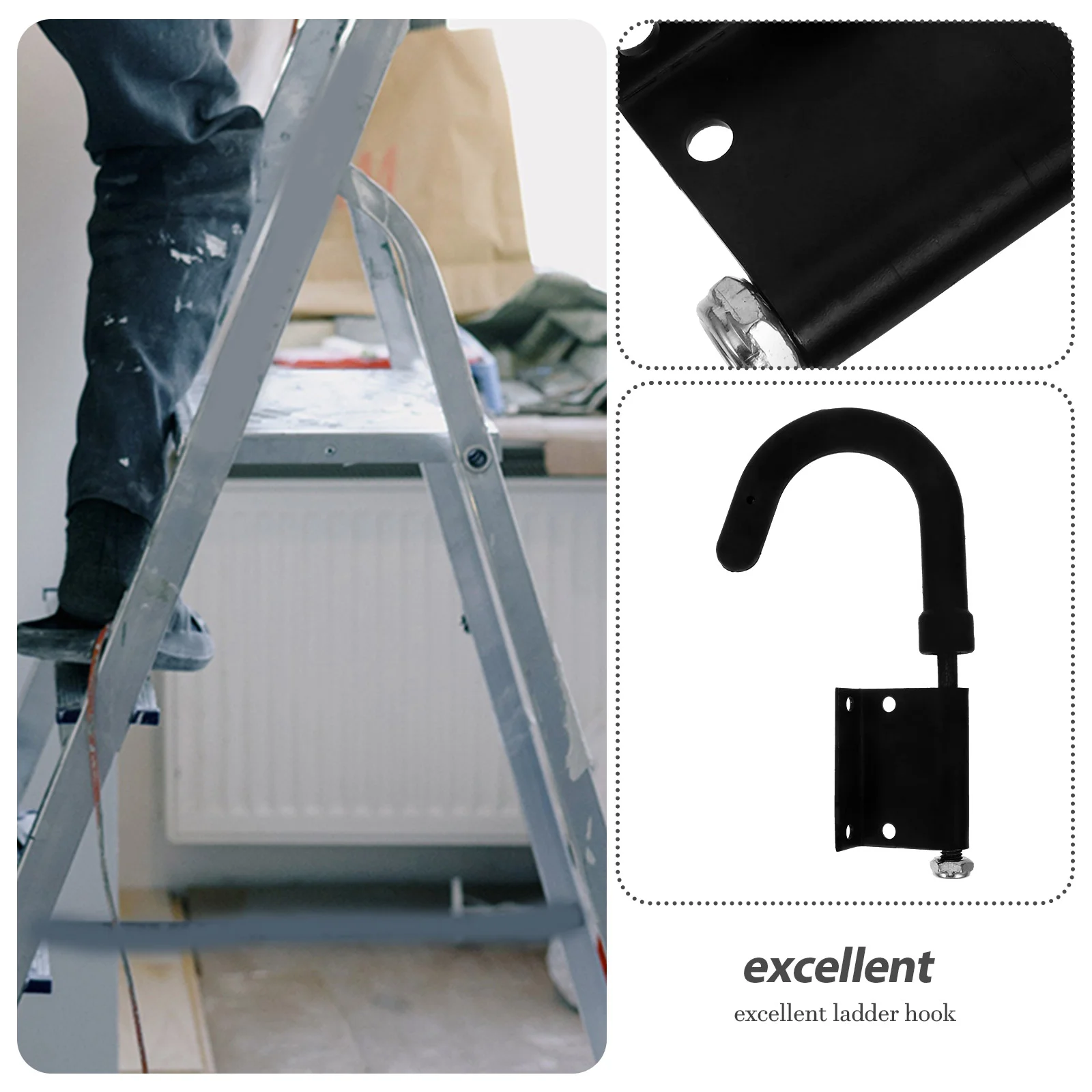 2 Pcs Wall-mounted Ladder Ladders Extension Roof Rubber Stainless Steel Accessories