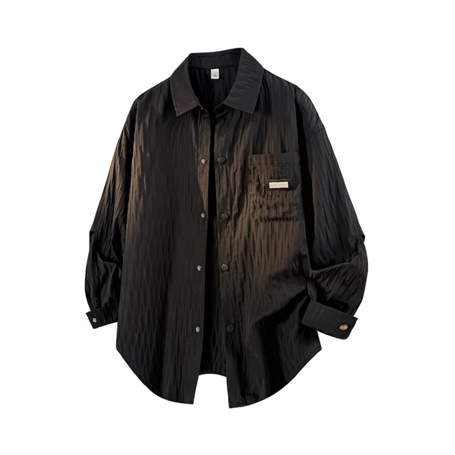 2026 Autumn New Loose Three-dimensional Texture American Retro Collar Long Sleeved Shirt Jacket