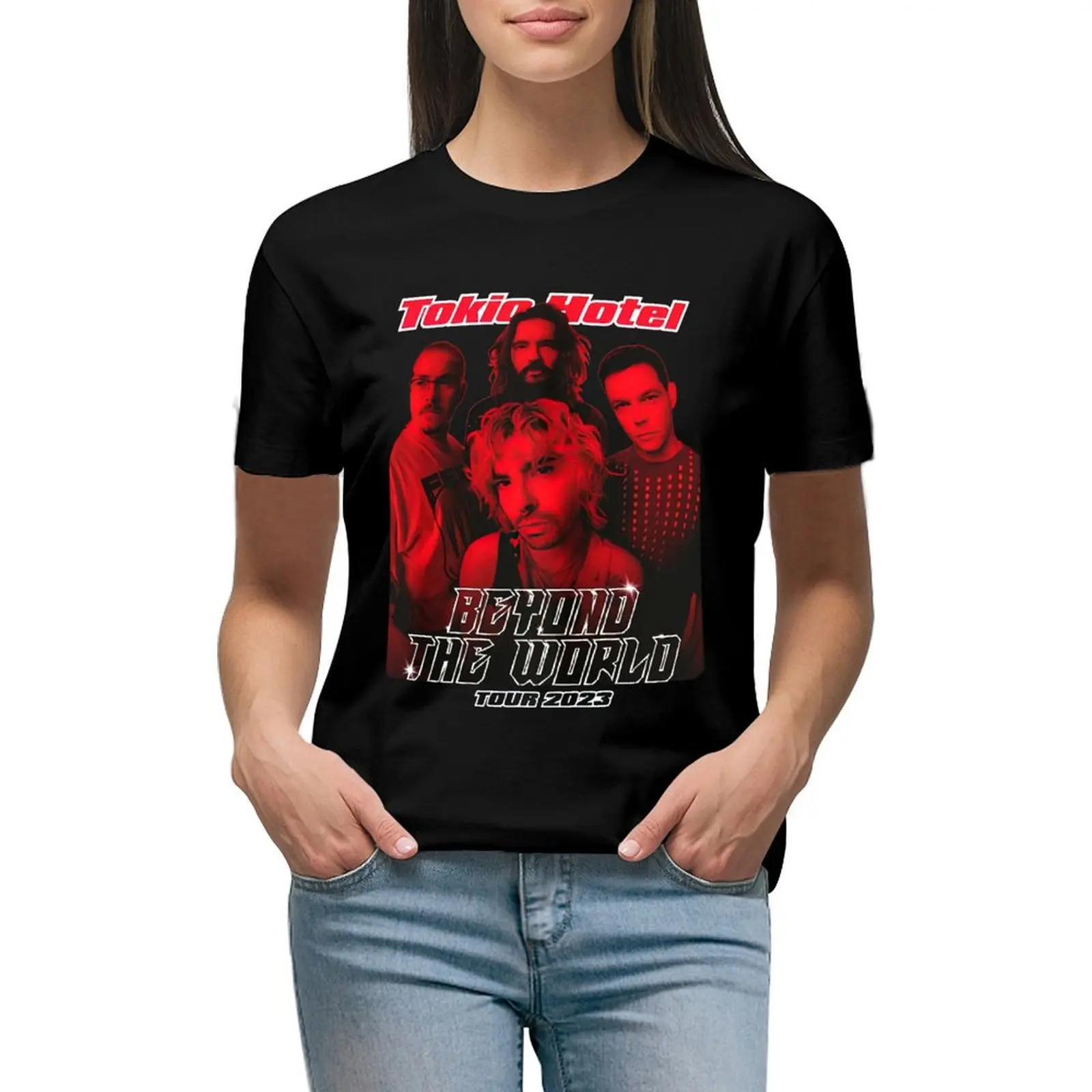 Rare Tokio Hotel Beyond The World T-shirt summer top cute tops white t-shirts for Women