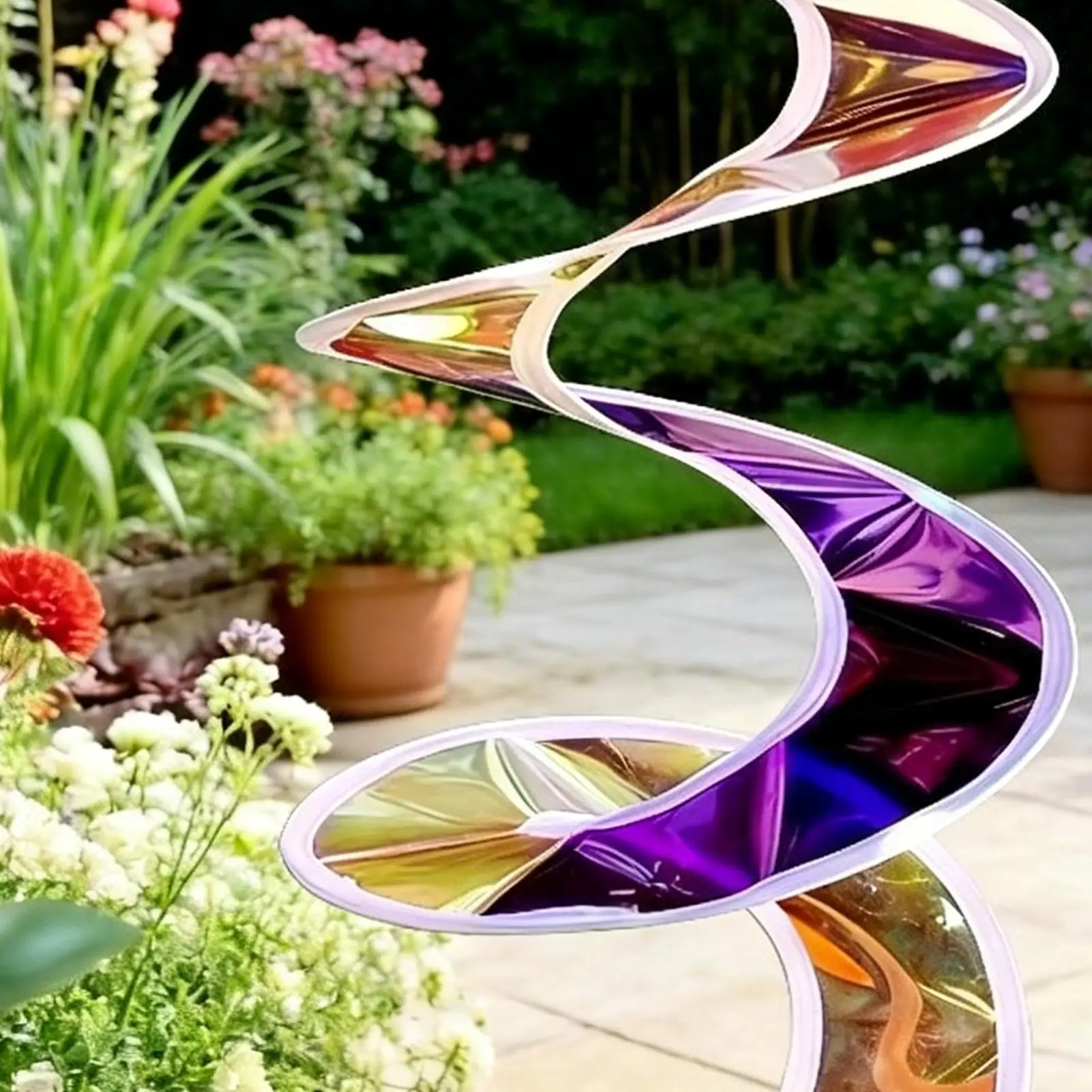 Garden Spinners Outdoor 2 Pieces Rainbow Spiral Windsock Streamers Decor Suspending Wind Spinner Decor For Lawn Backyard Porch - view 5