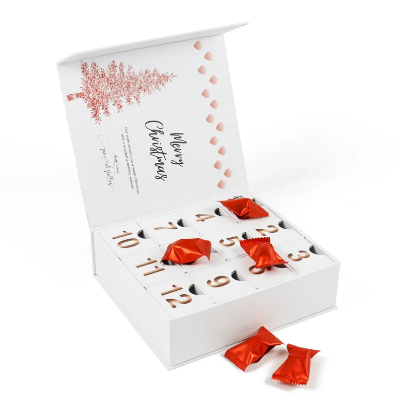 Customization.Customization.Rigid Paper Cardboard Cosmetic Gift Advent Calendar Box Paper Box with Embossed logo for Nail Polish