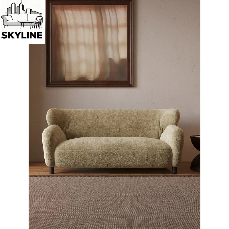 Mermaid Curve Double Sofa, Vintage Medieval Style Loveseat for Small Apartments, Homestay Living Room Couch