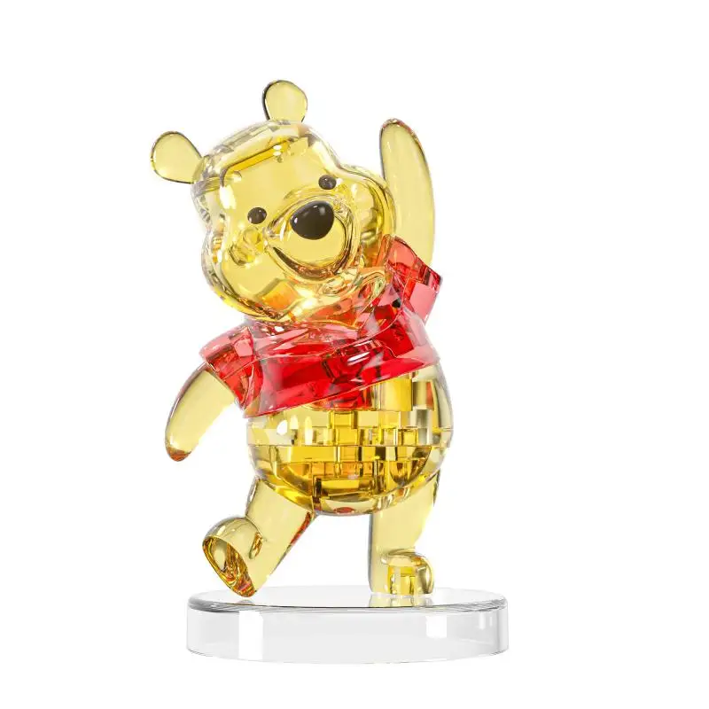 Disney Building Blocks Pooh Bear Ornaments maialino Gaule bambino giocattolo trasparente Puzzle ornamenti per bambole ragazza Crystal Figure Gift