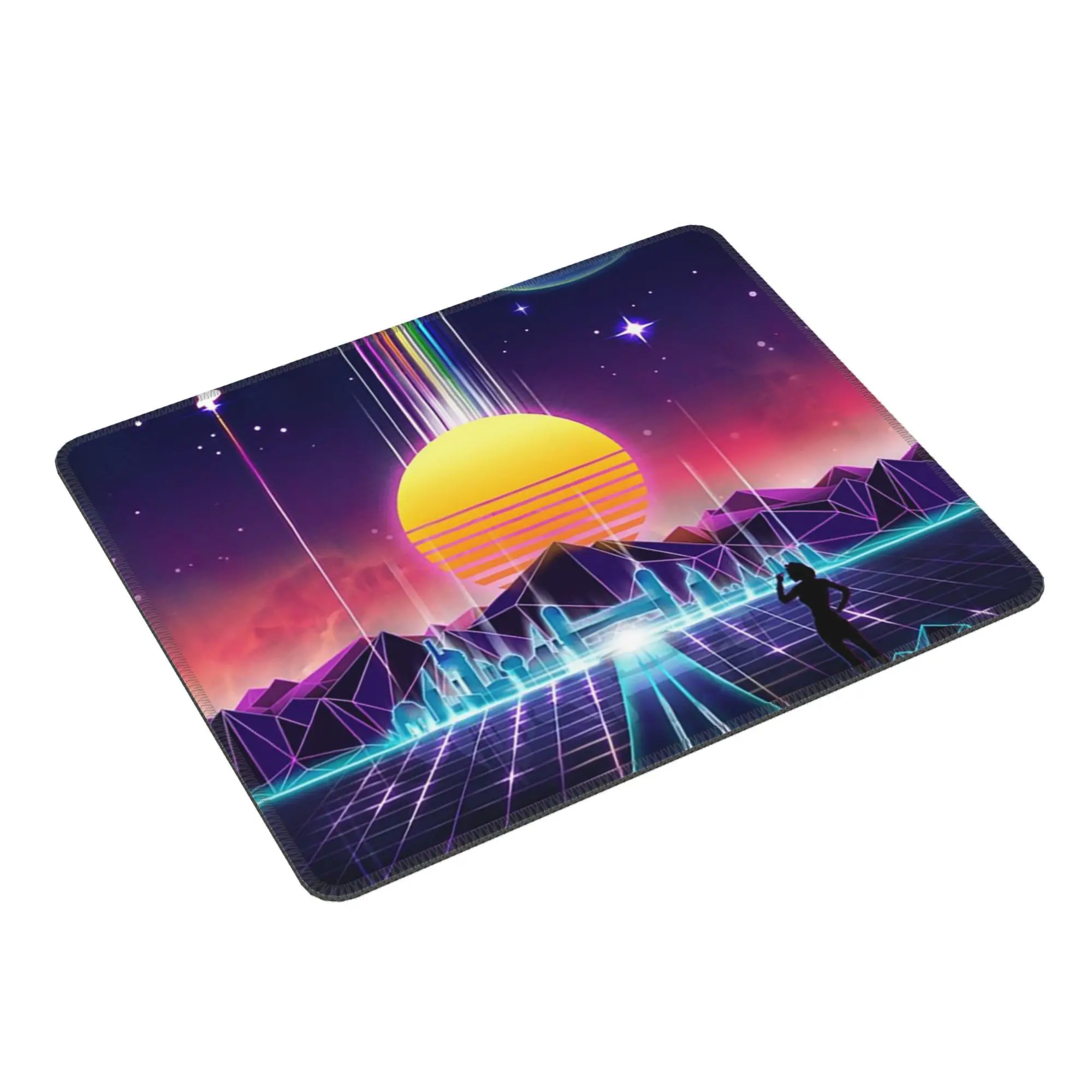 แผ่นรองเมาส์นีออนซันไรส์แป้นพิมพ์คอมพิวเตอร์แผ่นรองเม้าส์สำหรับเล่นเกม PC แล็ปท็อปโต๊ะอุปกรณ์สำนักงานแผ่นรองโต๊ะ