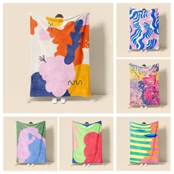 Morandi Color Blanket Abstract Botanical Graffiti Design Scandinavian Minimalist Sofa Blanket Cafe Home Dual Purpose