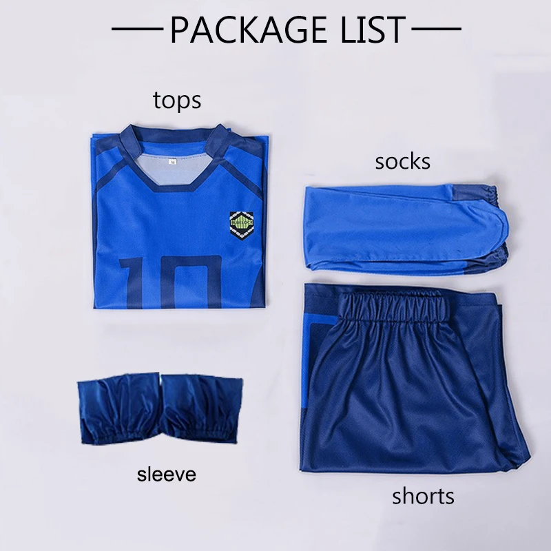 Blue Anime Cosplay Lock Football Jersey Isagi Yoichi Bachira Cosplay Sportswear Chigiri Hyoma Blue Team Uniforms Halloween