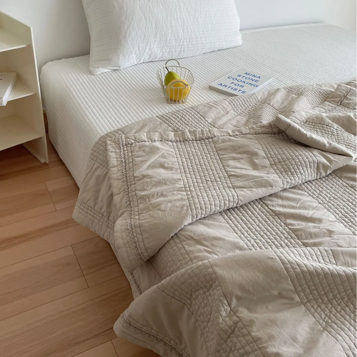 

100% Cotton Sand Washed soft Bedspread 220x240cm 1-Piece Summer Quilt Lightweight Cooling Blanket Solid Color Plain Thin Bedding