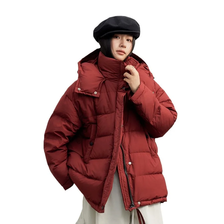 Mode hiver nouveau 90% duvet de canard blanc doudoune femme ample trajet veste à capuche