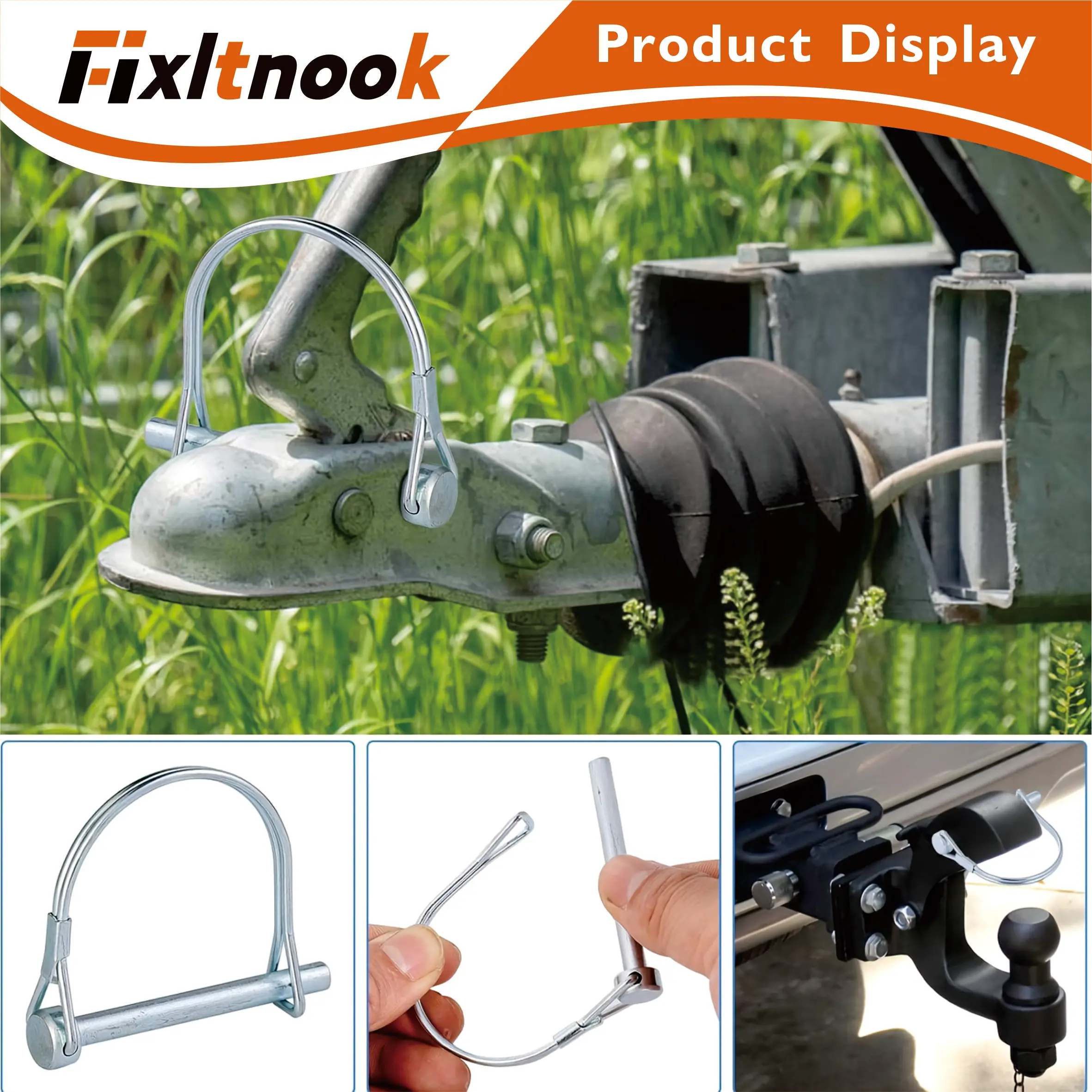 Farm trailer lawn garden with 6 1/4 inch heavy-duty stainless steel spring locking pins