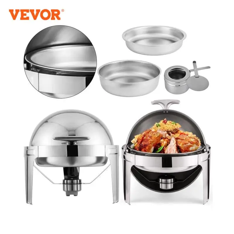 VEVOR 2 قطعة 6 Quart / 6.8L الفولاذ المقاوم للصدأ شافير بوفيه موقد الغذاء دفئا ل الطعام مأدبة الخدمة الذاتية مطعم الحفلات