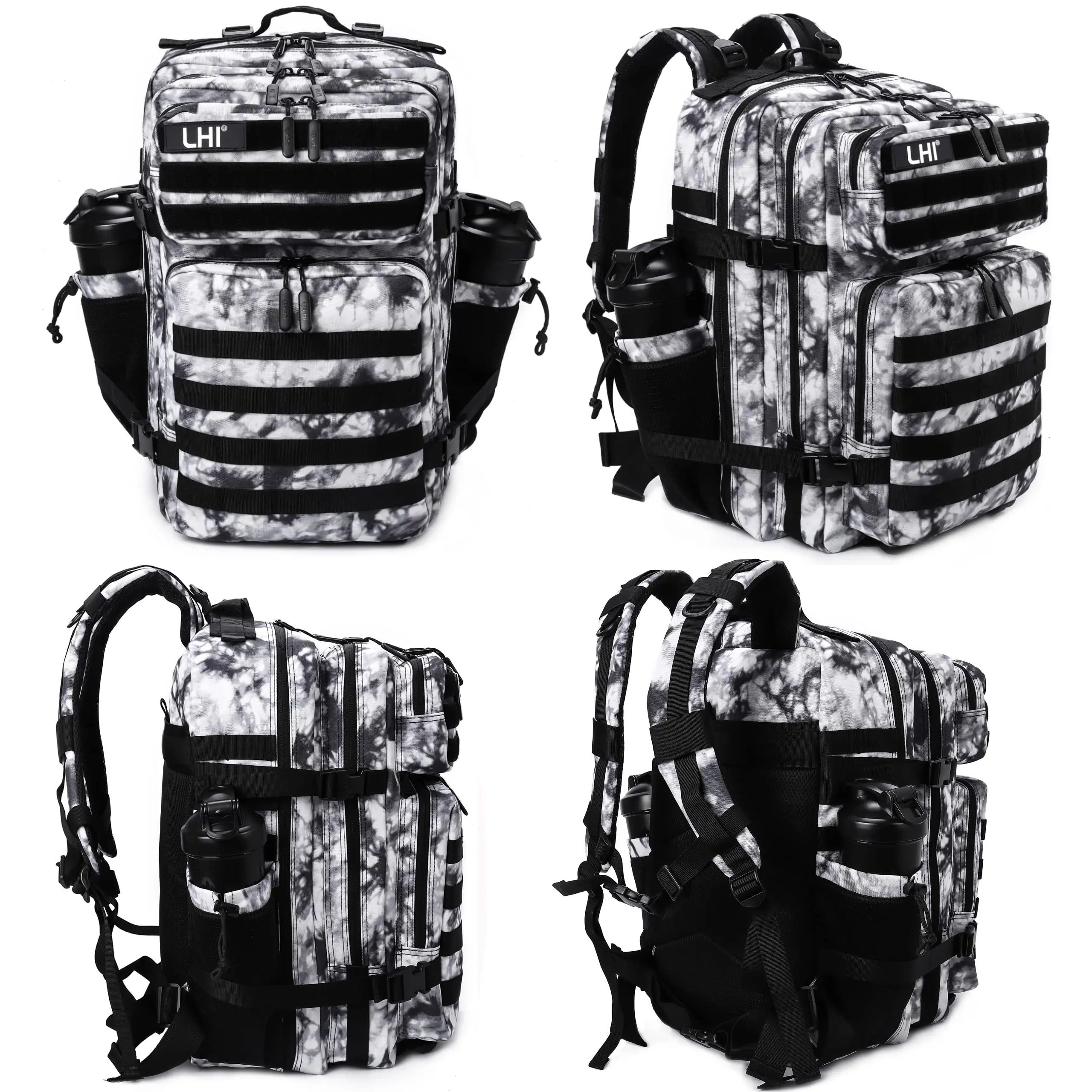 LHI 45L Tactical Backpack for Men and Women Large Athlete Gym Bag Outdoor Sports Hiking Survival Rucksack with Bottle Holder