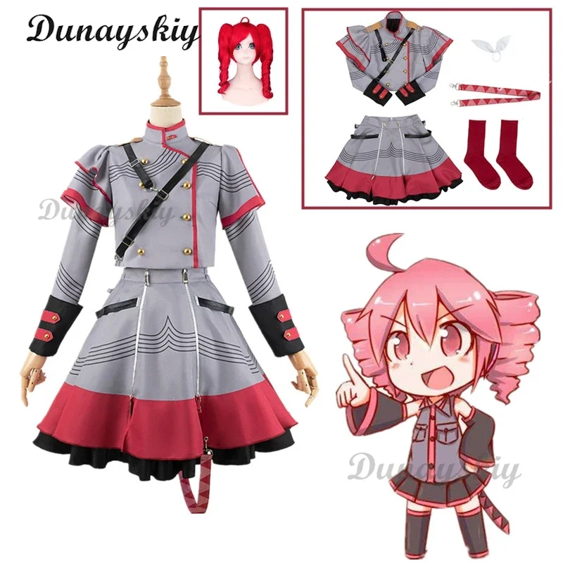 Kasane Teto Cosplay Anime Vtuber Costume Sintetizzatore V Parrucche di Teto Outfit Uniforme Abbigliamento da festa di Halloween per le donne